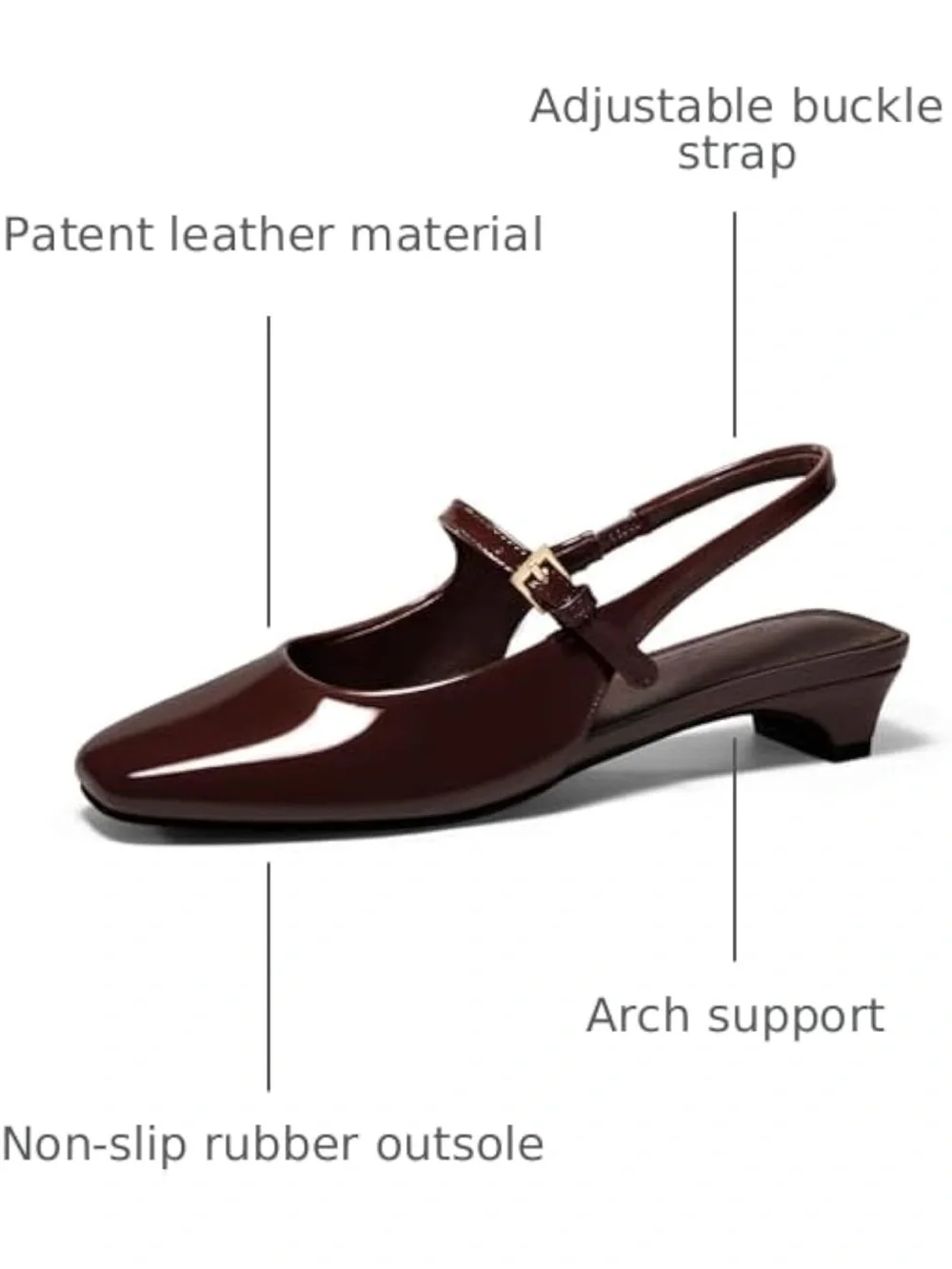 Coutgo Women’s Slingback Low Heel Pumps in Dark Brown/Coffee